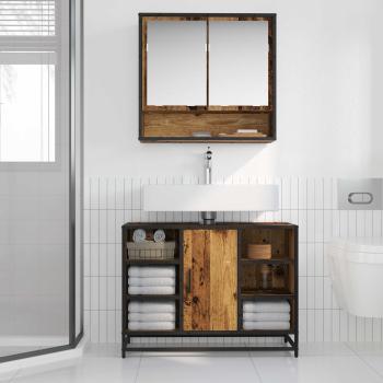 Badezimmermöbel-Set 2 stk. Altholz 80 x 33 x 60 cm