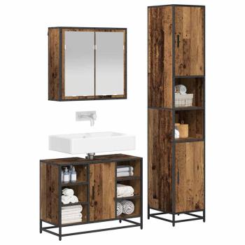 Badezimmermöbel-Set 3 Stk. Altholz Holzwerkstoff