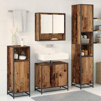Badezimmermöbel-Set 3 stk. Altholz 35 x 37,5 x 188,5 cm