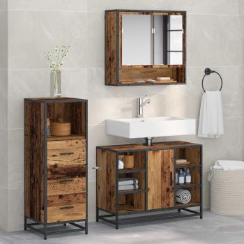 ARDEBO.de - Badezimmermöbel-Set 3 Stk. Altholz Holzwerkstoff