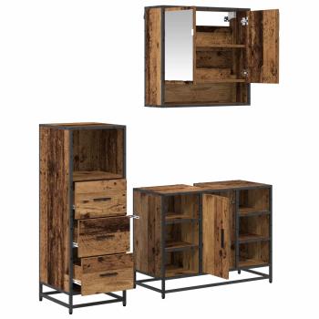 Badezimmermöbel-Set 3 Stk. Altholz Holzwerkstoff