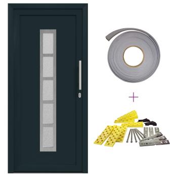 Vordertür 98 x 208 cm PVC Anthrazit
