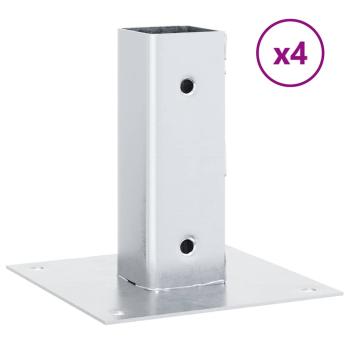 Pfostenträger Quadratisch 4Stk. Silber 46x46mm Verzinkter Stahl