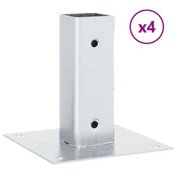 Pfostenträger Quadratisch 4Stk. Silber 51x51mm Verzinkter Stahl