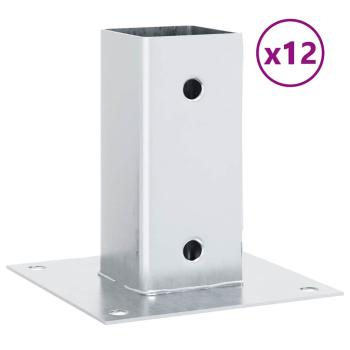 Pfostenträger Quadratisch 12 Stk. Silber 61x61mm Stahl Verzinkt