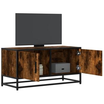 ARDEBO.de - TV-Schrank Räuchereiche 80x34,5x40 cm Holzwerkstoff und Metall