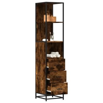 ARDEBO.de - Badschrank Räuchereiche 35x37,5x166 cm Holzwerkstoff