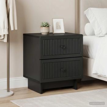 ARDEBO.de - Nachttisch 2 stk. Schwarz 43 x 34,5 x 47,5 cm Holzwerkstoff