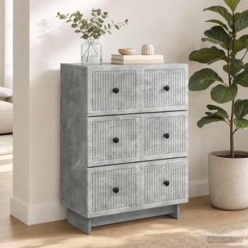 ARDEBO.de - Schubladenschrank 66 x 34,5 x 90 cm Holzwerkstoff Betongrau