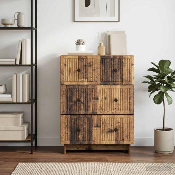 ARDEBO.de - Schubladenschrank 66 x 34,5 x 90 cm Holzwerkstoff Altholz