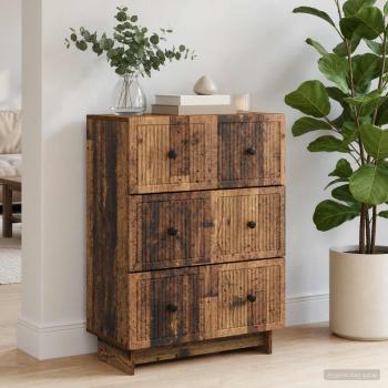 Schubladenschrank 66 x 34,5 x 90 cm Holzwerkstoff Altholz