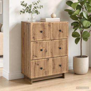 ARDEBO.de - Schubladenschrank 66 x 34,5 x 90 cm Holzwerkstoff Artisan-Eiche