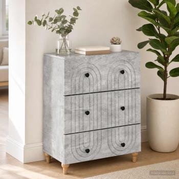 Schubladenschrank Betongrau 66 x 34,5 x 90 cm Holzwerkstoff