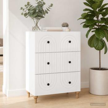 ARDEBO.de - Schubladenschrank Hochglanz Weiß 66 x 34,5 x 90 cm