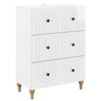 Schubladenschrank Hochglanz Weiß 66 x 34,5 x 90 cm