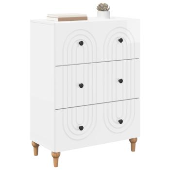 Schubladenschrank Hochglanz Weiß 66 x 34,5 x 90 cm
