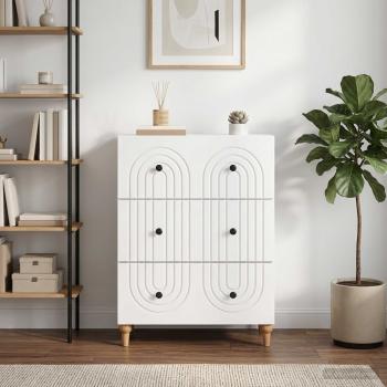 Schubladenschrank Hochglanz Weiß 66 x 34,5 x 90 cm