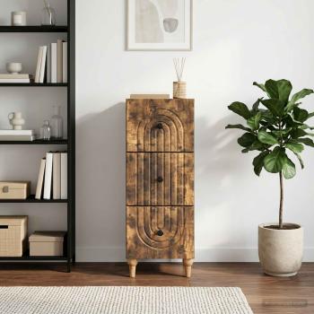 ARDEBO.de - Schubladenschrank 33 x 34,5 x 90 cm Holzwerkstoff Räuchereiche