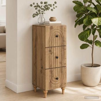 ARDEBO.de - Schubladenschrank 33 x 34,5 x 90 cm Holzwerkstoff Artisan-Eiche