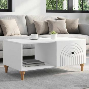 ARDEBO.de - Couchtisch Hochglanz Weiß 90 x 50 x 40 cm Holzwerkstoff