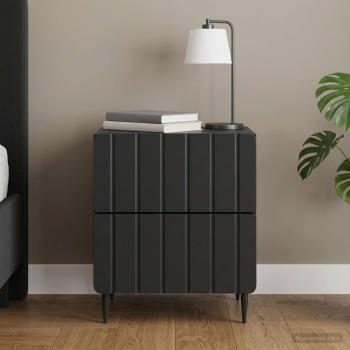 ARDEBO.de - Nachttisch Schwarz 43 x 34,5 x 49,5 cm Holzwerkstoff