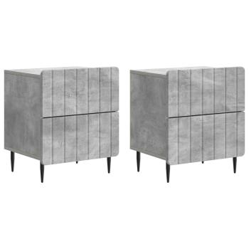 Nachttisch 2 Stk. Betongrau 43 x 34,5 x 49,5 cm Holzwerkstoff