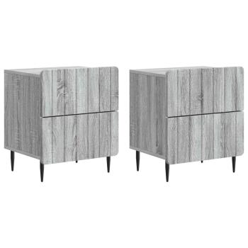 Nachttisch 2 Stk. Sonoma-Grau 43 x 34,5 x 49,5 cm Holzwerkstoff