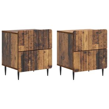 Nachttisch 2 Stk. Altholz 43 x 34,5 x 49,5 cm Holzwerkstoff