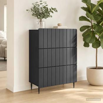 ARDEBO.de - Schubladenschrank 66 x 34,5 x 92 cm Holzwerkstoff Schwarz
