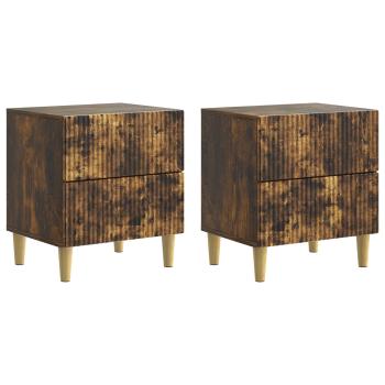 Nachttisch 2 Stk. Räuchereiche 43 x 34,5 x 48 cm Holzwerkstoff