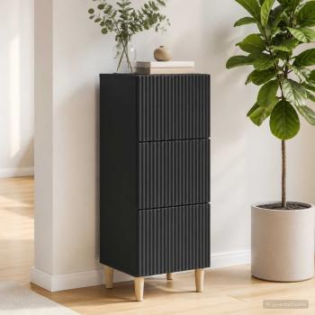 ARDEBO.de - Schubladenschrank Schwarz 33 x 34,5 x 90 cm Holzwerkstoff