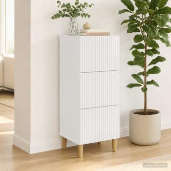 ARDEBO.de - Schubladenschrank Hochglanz Weiß 33 x 34,5 x 90 cm