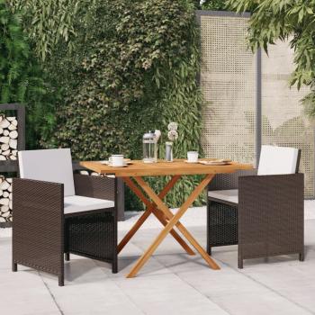 ARDEBO.de - 3-tlg. Garten-Essgruppe mit Kissen Braun