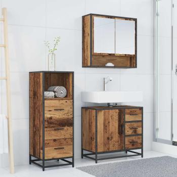Badezimmermöbel-Set 3 stk. Altholz 65 x 33 x 60 cm