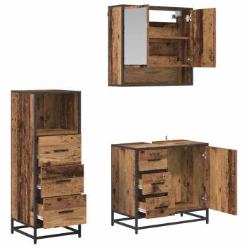Badezimmermöbel-Set 3 stk. Altholz 65 x 33 x 60 cm