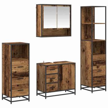 Badezimmermöbel-Set 4 stk. Altholz 65 x 33 x 60 cm