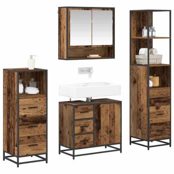 Badezimmermöbel-Set 4 stk. Altholz 65 x 33 x 60 cm