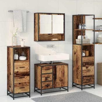 Badezimmermöbel-Set 4 stk. Altholz 65 x 33 x 60 cm