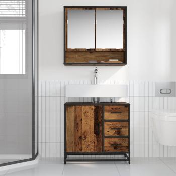 Badezimmermöbel-Set 2 stk. Altholz 65 x 33 x 60 cm