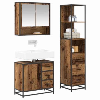 Badezimmermöbel-Set 3 Stk. Altholz Holzwerkstoff