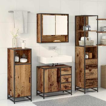 Badezimmermöbel-Set 3 Stk. Altholz Holzwerkstoff