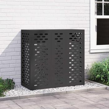 ARDEBO.de - Klimaanlagenabdeckung Schwarz 110 x 50 x 105 cm Stahl