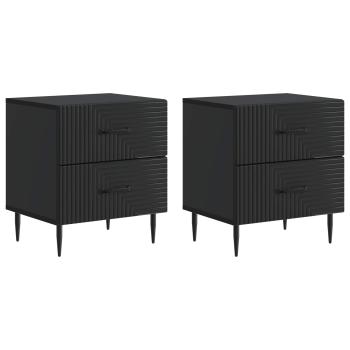 Nachttisch 2 Stk. Schwarz 43 x 34,5 x 47,5 cm Holzwerkstoff