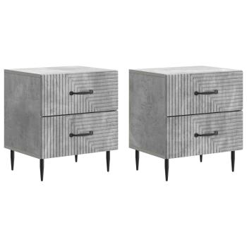 Nachttisch 2 Stk. Betongrau 43 x 34,5 x 47,5 cm Holzwerkstoff
