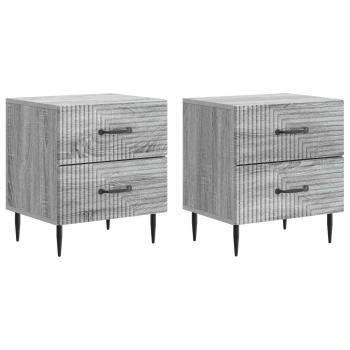 Nachttisch 2 Stk. Sonoma-Grau 43 x 34,5 x 47,5 cm Holzwerkstoff