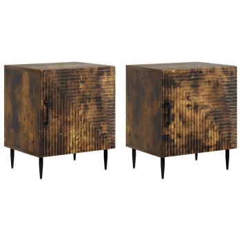 Nachttisch 2 stk. Ger?ucherte Eiche 43 x 34,5 x 50 cm