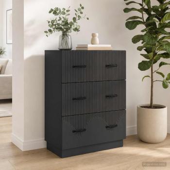 ARDEBO.de - Schubladenschrank Schwarz 66 x 34,5 x 87 cm Holzwerkstoff