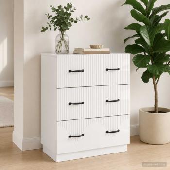 ARDEBO.de - Schubladenschrank Hochglanz Weiß 66 x 34,5 x 87 cm