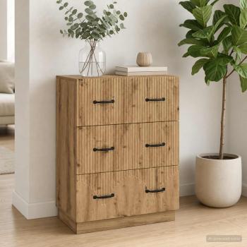 ARDEBO.de - Schubladenschrank 66 x 34,5 x 87 cm Holzwerkstoff Artisan-Eiche