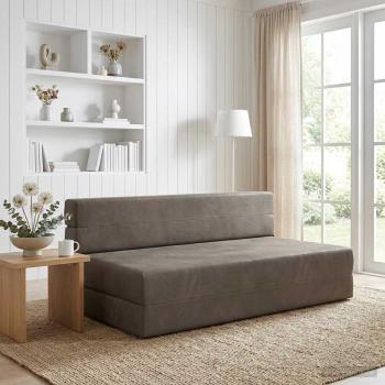 ARDEBO.de - Klappsofa Bett Hellgrau 152 x 86,5 x 60 cm Stoff